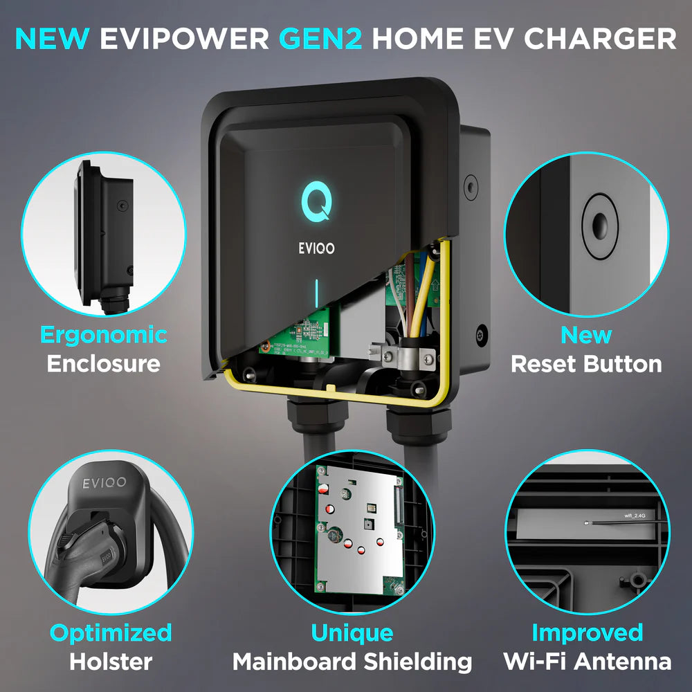 EVIQO Level 2 EV Charger Hardwire Version (240V) – 48 Amp