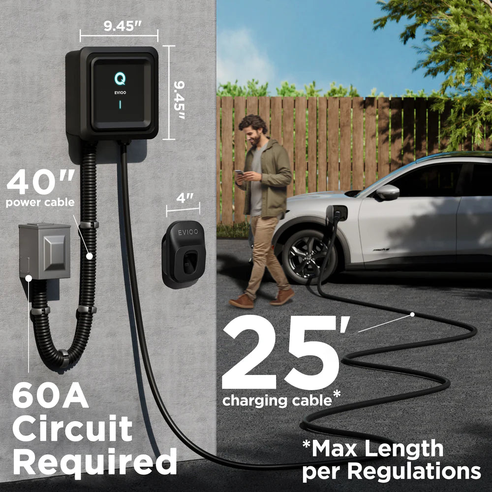 EVIQO Level 2 EV Charger Hardwire Version (240V) – 48 Amp
