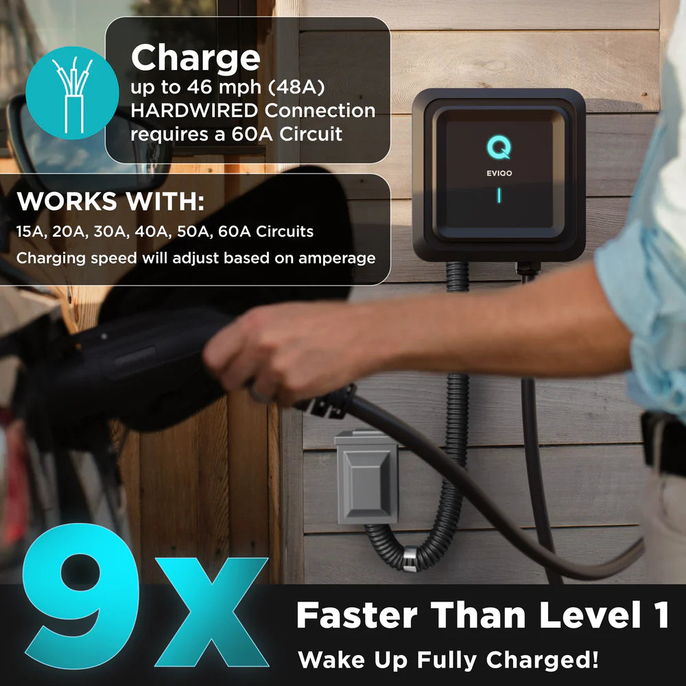 EVIQO Level 2 EV Charger Hardwire Version (240V) – 48 Amp
