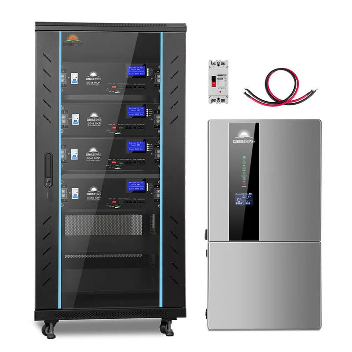 SunGold Power Hybrid Solar Kit 11.4KW 48V Split Phase 20.48KWH/51.2KWH Lithium Battery 450 Watt Solar Panel SGH-11N2E
