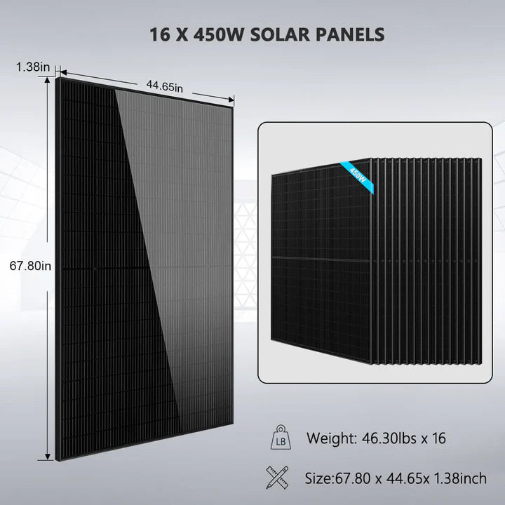 SunGold Power Hybrid Solar Kit 11.4KW 48V Split Phase 20.48KWH/51.2KWH Lithium Battery 450 Watt Solar Panel SGH-11N5E