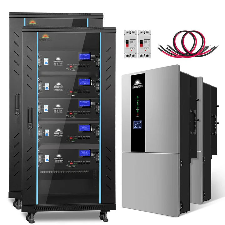 SunGold Power Hybrid Solar Kit 11.4KW 48V Split Phase 20.48KWH/51.2KWH Lithium Battery 450 Watt Solar Panel SGH-11N5E